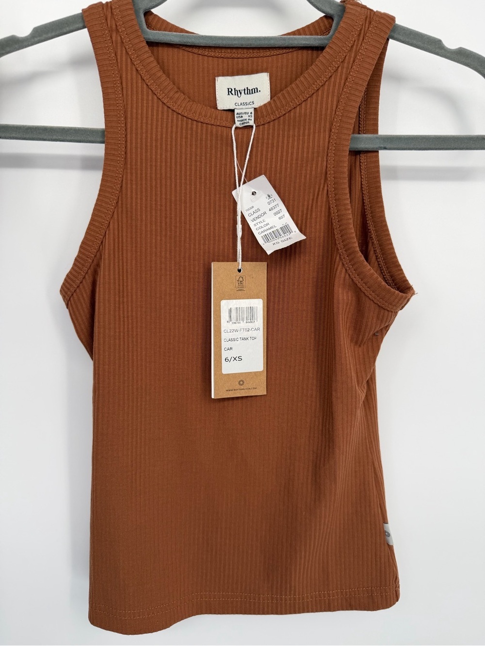Rhythm. Classics Women's Ribbed Tank Top in Caramel